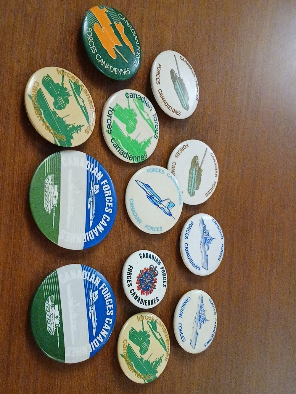 12 - Vintage Canadian Forces Collectible Pins - Green, Blue, White